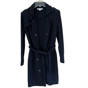 CAbi double breasted sweater coat black size small ties at waist front Pockets